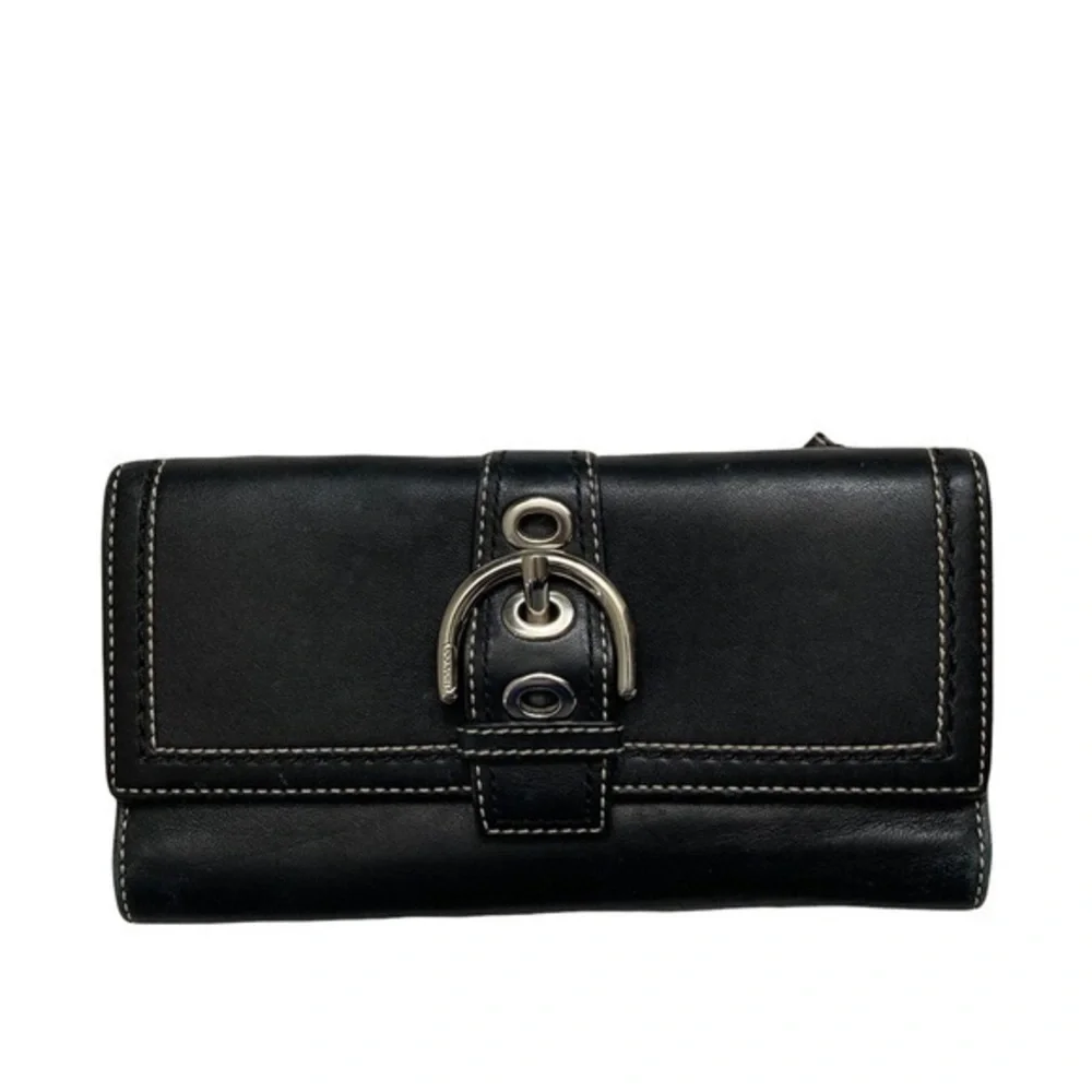 Coach black leather soho checkbook wallet